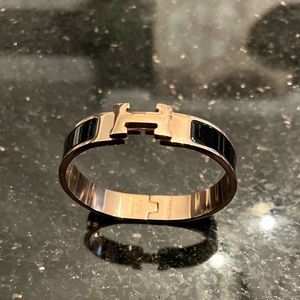 Rose Gold/Black Enamel Bangle
